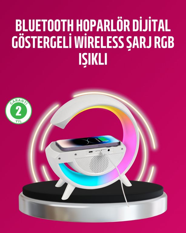 111641905 Kablosuz Şarjlı Led Masa Lambası Çalar Saat Ve Beyaz Gürültü Özellikli Diğer