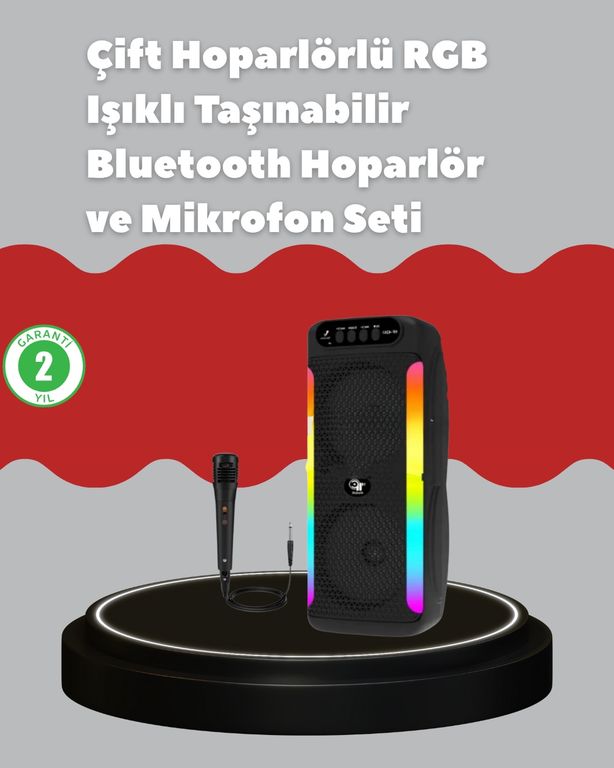 111641912 Çift 4 İnç Hoparlörlü Rgb Işıklı Bluetooth Ses Sistemi Diğer