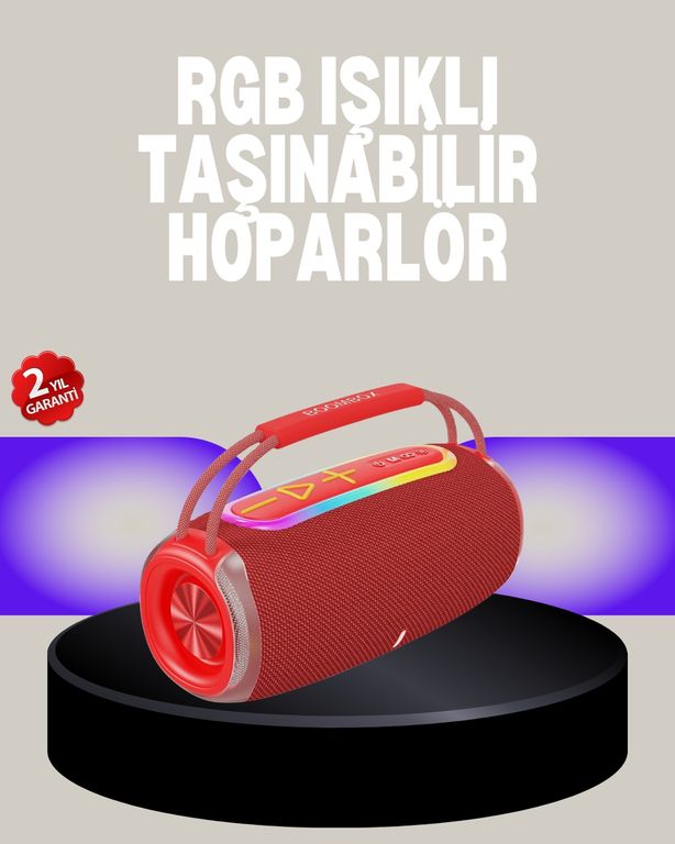 111642071 20W Kablosuz Bluetooth Hoparlör Rgb Işık Efektli Usb/sd/aux Destekli Diğer