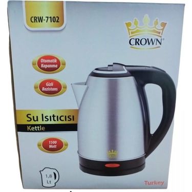 11172024 Crown Çelik Su Isıtıcı Kettle 1500W Crw-7102