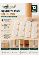 12 Ad BEYAZ Masa Sandalye Mobilya Ayağı Koruyucu Silikon Kılıf -Gürültü Emici Parke Koruyucu Silikon