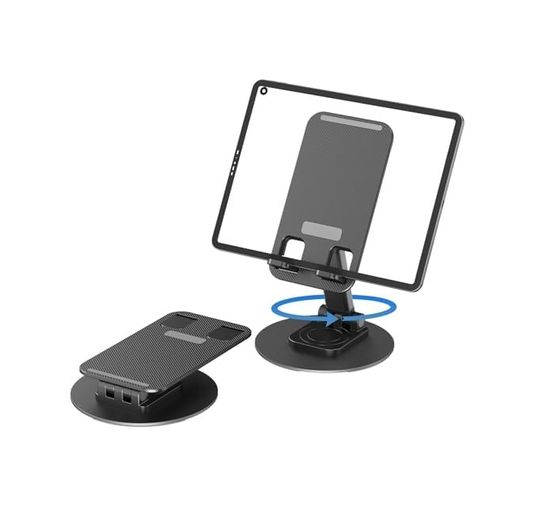 12 Hertz 57855210132390980184975 Ayarlanabilir Katlanabilir Masaüstü Telefon Standı, 360 Döner, Evrensel Uyumlu 4-8 İnç Telefon Ve 13 İnch Kadar Tablet Tutucu, Alüminyum Metal Tabanlı, Kaymaz Ve Taşınabilir 33 Cm Uzunluk