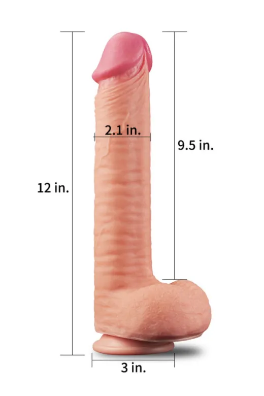 12 İnç Dual Layered Platinum Silicone Cock Dildo
