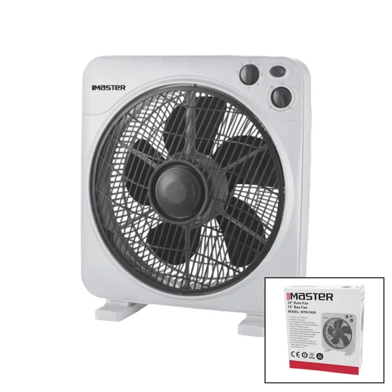 12 İNÇ  KUTU FAN  VANTİLATÖR  3 KADEME HIZ   5 PLASTİK KANAT  40W   60DK.ZAMAN AYARLI  MTR-F620 (4745)