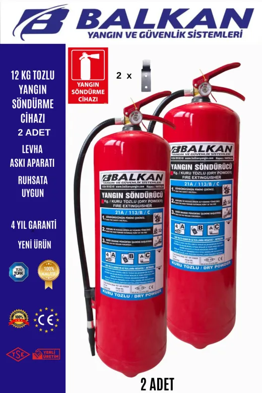12 Kg Tozlu Yangin Tüpü (Levha-Aski) 2 Adet