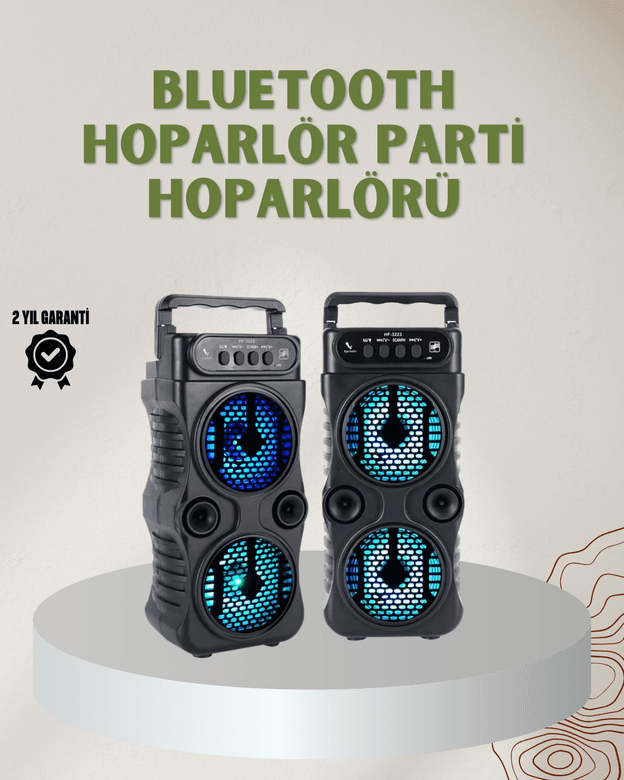 1200 mAh Şarjlı LED Işıklı Bluetooth Hoparlör – FM Radyolu, Hafıza Kart Destekli