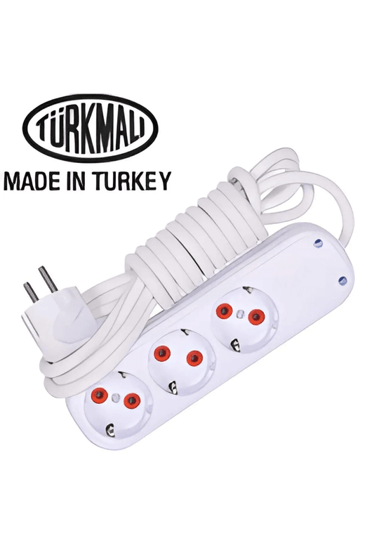 12011999 Önder 5 Metre Kablolu Topraklı Ara Kablosu Uzatmalı Seyyar 3Lü Grup Priz