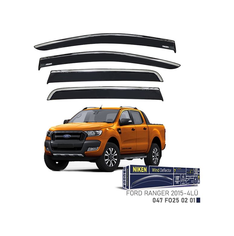 122396049 Niken Ford Ranger Cam Rüzgarlığı Kromlu 4&apos Lü 2015+ Sonrası