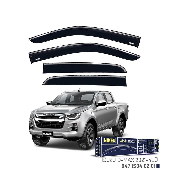 122396393 Niken Isuzu D-Max Cam Rüzgarlığı Kromlu 4&apos Lü 2021+ Sonrası