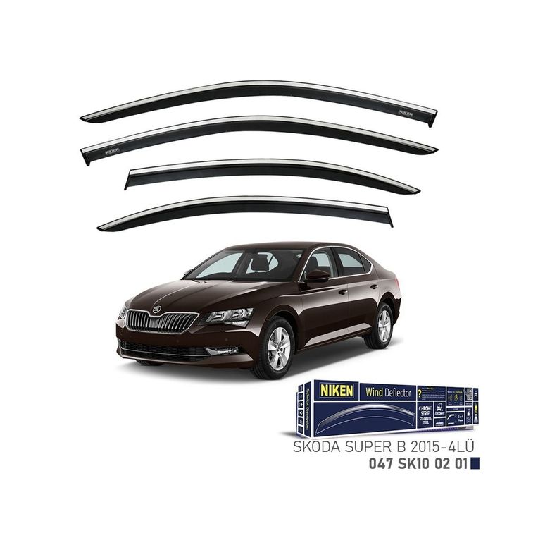122396585 Niken Skoda Superb Cam Rüzgarlığı Kromlu 4&apos Lü 2015+ Sonrası
