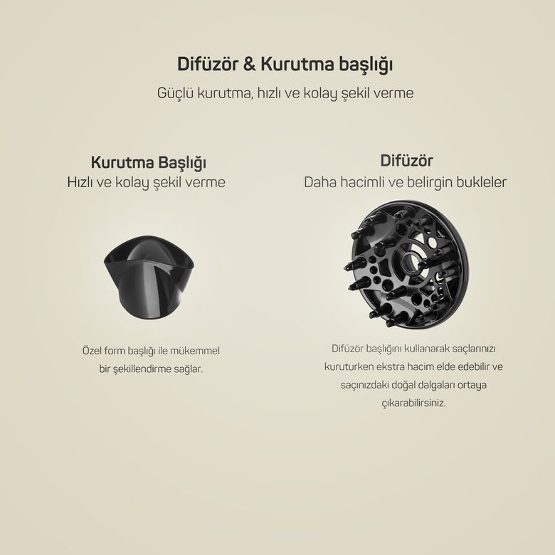 -1299- Arzum Ar569 Linda Saç Kurutma Makinesi 2 Hız Ayarı, Soğuk Hava Ve Difüzör, 2000W, Siyah