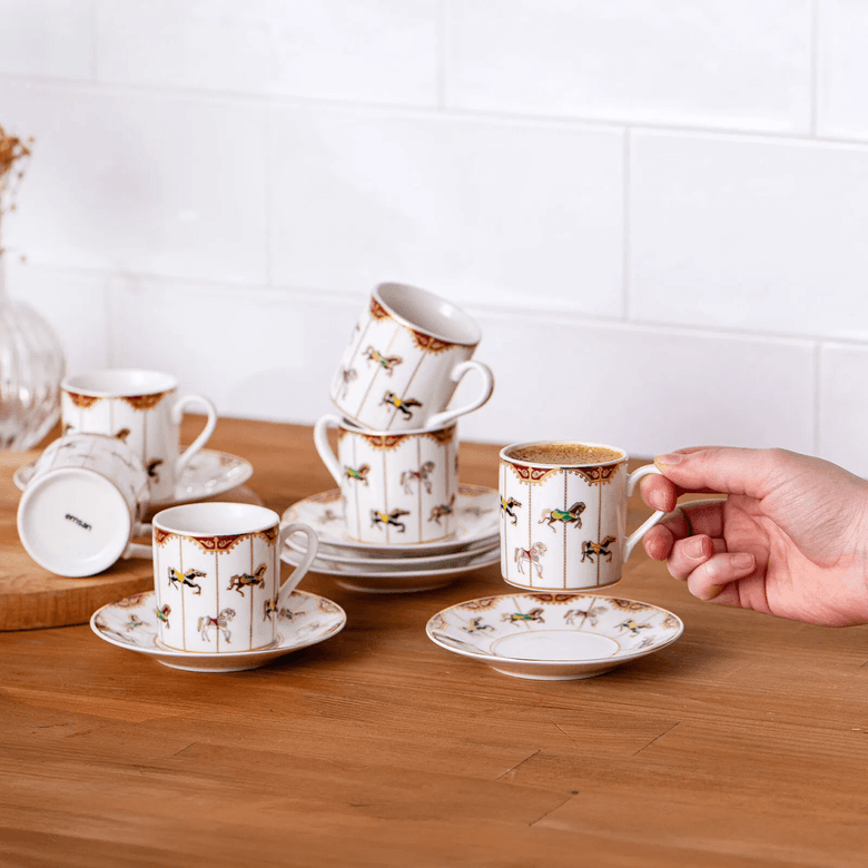 1.299 TL*-* Emsan Atlıkarınca 6 Kişilik Kahve Fincan Takımı 80 Ml