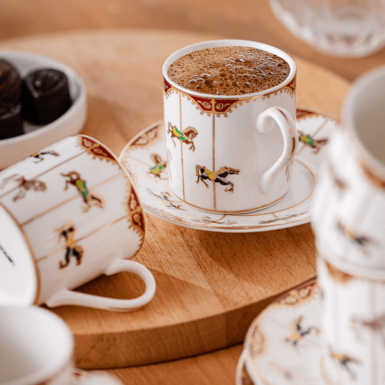 1.299 TL*-* Emsan Atlıkarınca 6 Kişilik Kahve Fincan Takımı 80 Ml