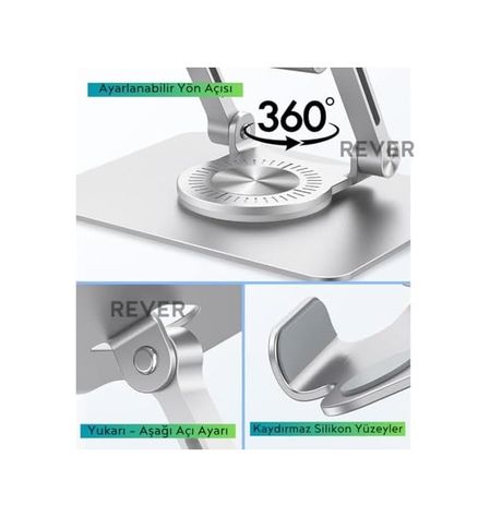 13poınt 131612511 Rever Tablet Standı 360 Dönen Metal Masaüstü Açılı Katlanabilir Tablet Tutucu Stant