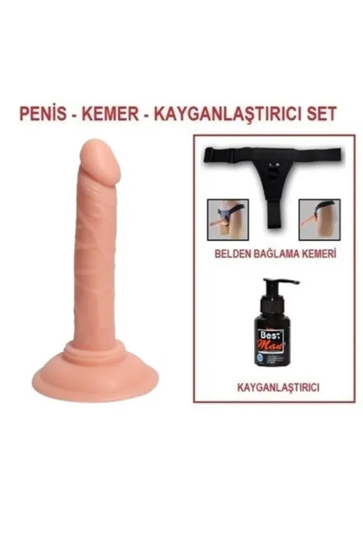 14 Cm Belden Bağlamalı Realistik Testissiz Dildo Penis Set