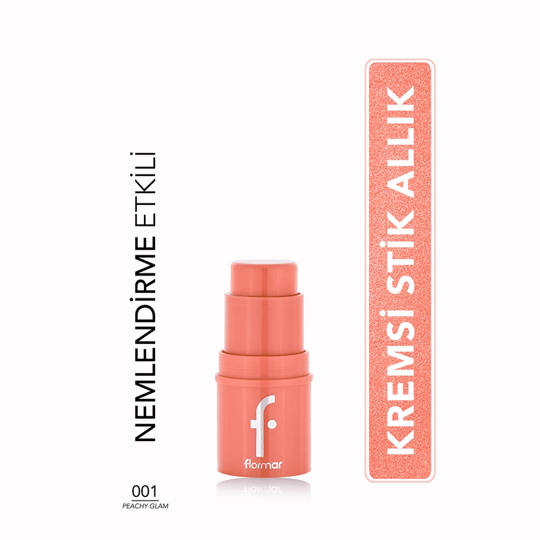 1449686 Flormar Exc 001 Peachy Glam To Go Nemlendirici Etkili Işıltılı Kremsi Stick Allık