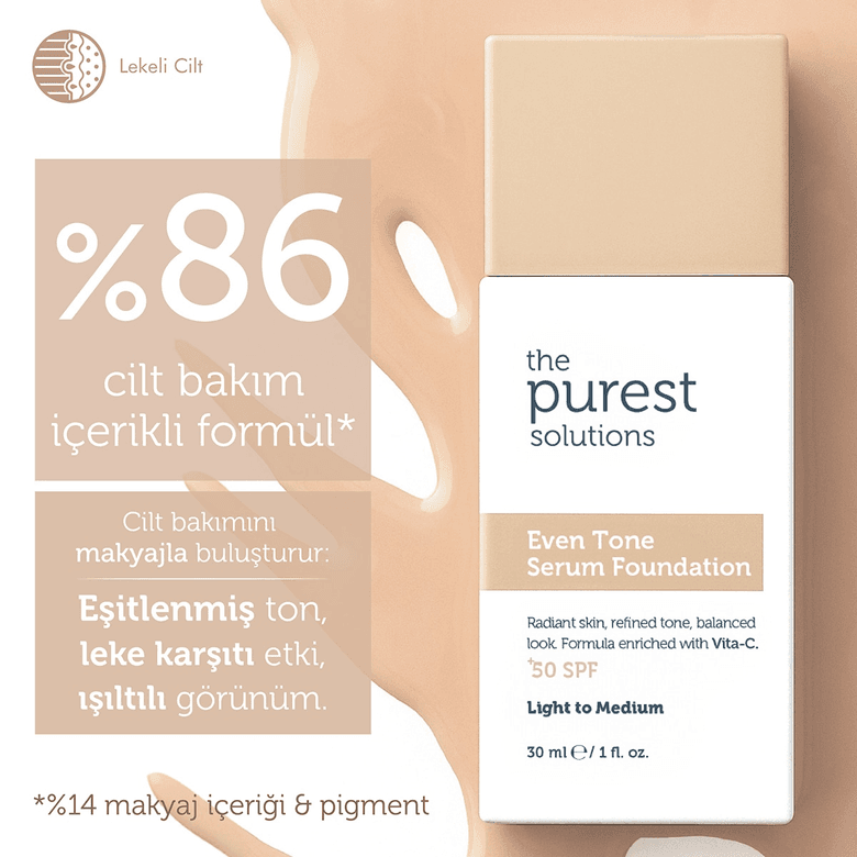 1461824 The Purest Solutions Cilt Tonu Eşitleyici & Leke Karşıtı Serum Fondöten Spf 50+, 30 Ml – Açık / Orta Ton