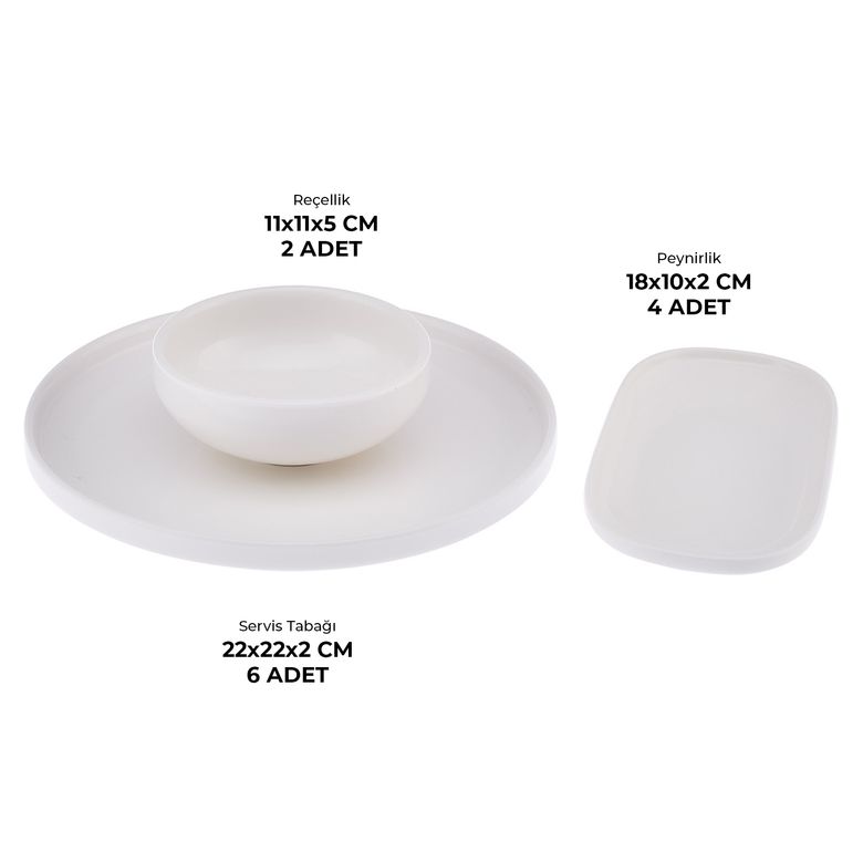 1.499 TL Emsan Parla Porselen 12 Parça 6 Kişilik Kahvaltı Takımı Beyaz