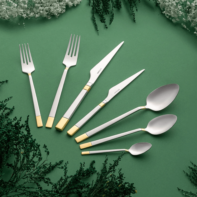 14.999 TL Emsan Elegance Duru Gold 84 Parça 12 Kişilik Lüks Kutulu Çatal Kaşık Bıçak Takımı