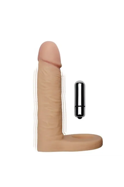 15 Cm Realistik Titreşimli Anal Dildo & Penis Halkası
