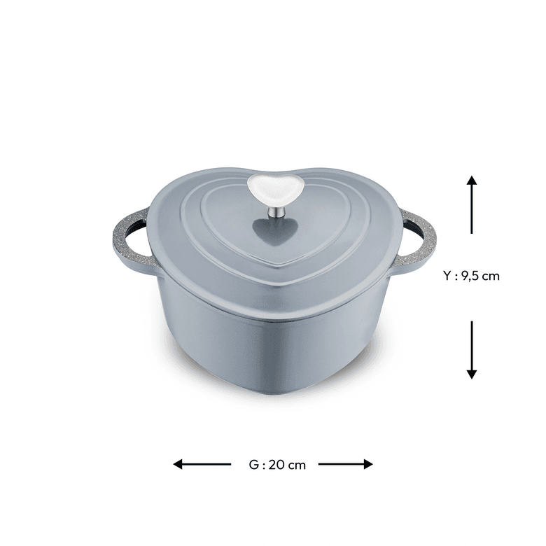 1500 * Emsan Kalp Alüminyum Döküm Tencere 20 Cm Gri