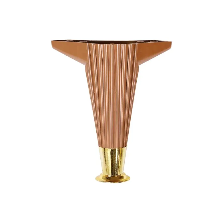 15CM - KAHVERENGİ - GOLD UÇLU  PLASTİK MOBİLYA - KOLTUK AYAK (4745)