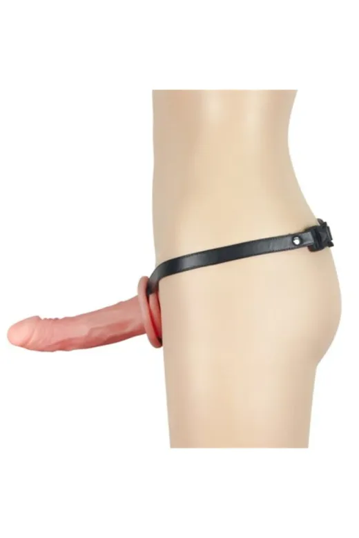 16 Cm İçi Boş Belden Bağlamalı Realistik Testissiz Penis Strapon