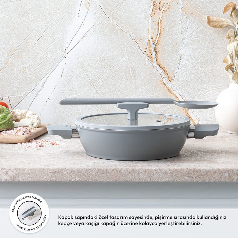 1600* Emsan Swiss Cyrstal Rs Karnıyarık Tenceresi Gri 24 Cm