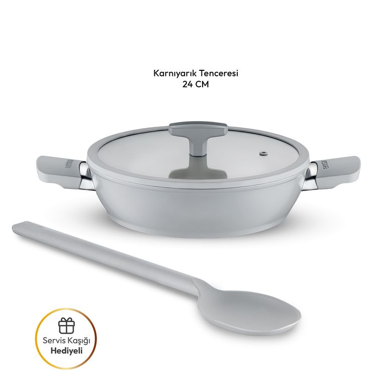1600* Emsan Swiss Cyrstal Rs Karnıyarık Tenceresi Gri 24 Cm