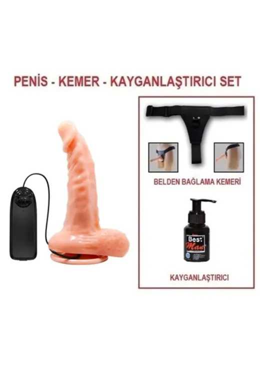 17 Cm Belden Bağlamalı Gerçekçi Titreşimli Dildo Vibratör Penis