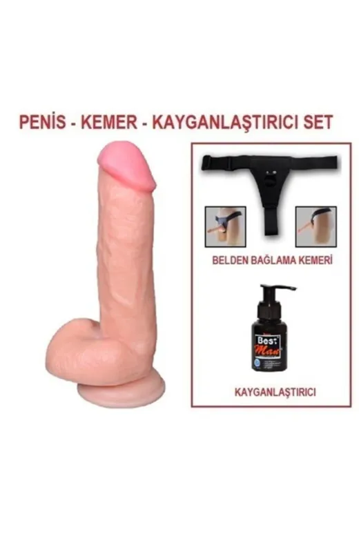 17,5 Cm Belden Bağlamalı Realistik Dildo Penis Set