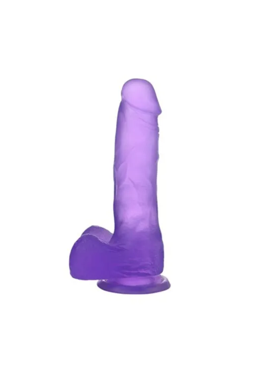 17,5 Cm Şeffaf Realistik Damarlı Vantuzlu Mor Dildo Penis