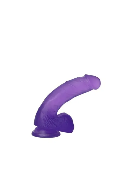 17,5 Cm Şeffaf Realistik Damarlı Vantuzlu Mor Dildo Penis