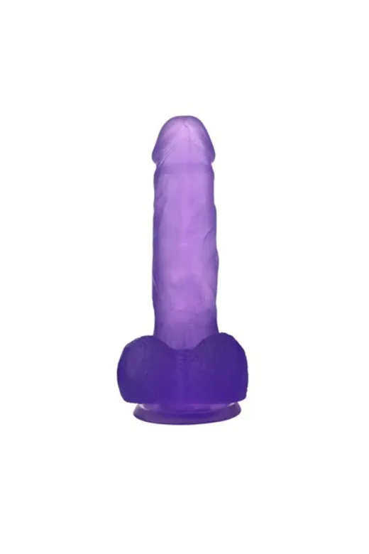 17,5 Cm Şeffaf Realistik Damarlı Vantuzlu Mor Dildo Penis
