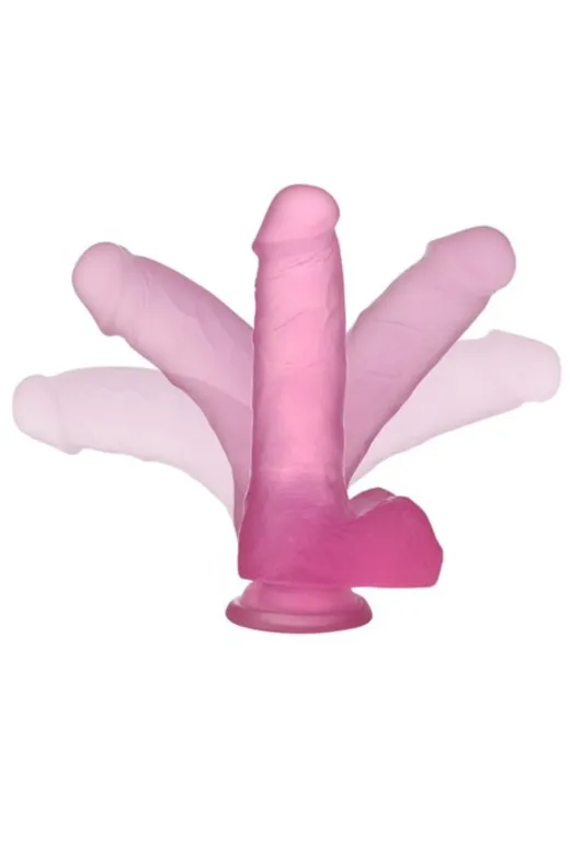 17,5 Cm Şeffaf Realistik Damarlı Vantuzlu Pembe Dildo Penis