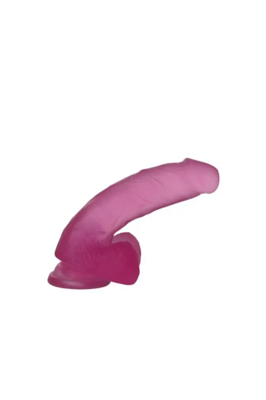17,5 Cm Şeffaf Realistik Damarlı Vantuzlu Pembe Dildo Penis