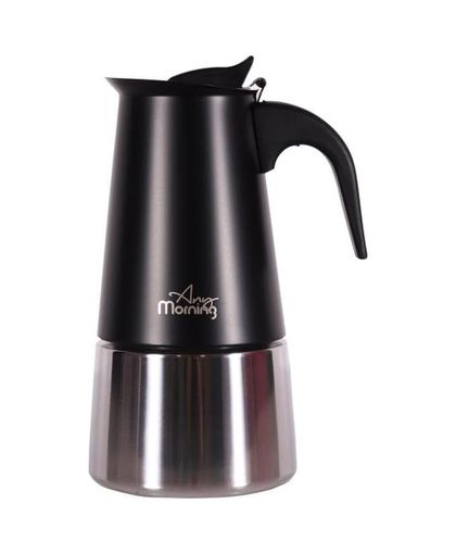 1923 As Kurukahvecisi 57855210126462080184975 Any Morning Fe001-6 Espresso Kahve Makinesi Paslanmaz Çelik İndüksiyonlu Moka Pot 300 Ml Siyah Aeropress