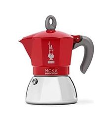 1923 As Kurukahvecisi 57855210126462880184975 - Moka İndüksiyon Kırmızı: 4 Cups Ocak Üstü Espresso Pişirici - 150Ml - Alt Hazne: Dış Paslanmaz Çelik İç Alüminyum - Patentli Güvenlik Valfi - İndüksiyon Ocak Türleri İçin Uygundur Aeropress