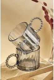 1923 As Kurukahvecisi 57855210131095880184975 Cam Boncuk Kulplu Bardak Seti 250 Ml Koyu Kupa Bardak, Çay Kahve Su Meşrubat İçin Şık Ve Dayanıklı Tasarım Aeropress