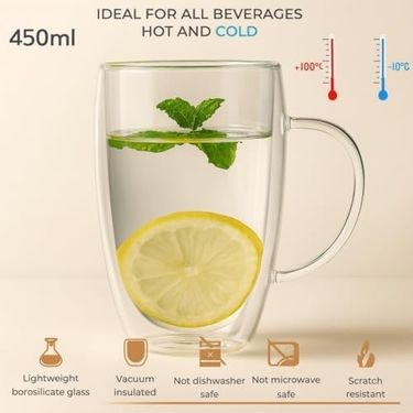 1923 As Kurukahvecisi 57855210131176280184975 450 Ml Çift Cidarlı Şeffaf Cam Kupa Isıya Dayanıklı, Sıcak Ve Soğuk İçeceklere Uygun, Şık Ve Dayanıklı Borosilikat Cam Bardak Aeropress