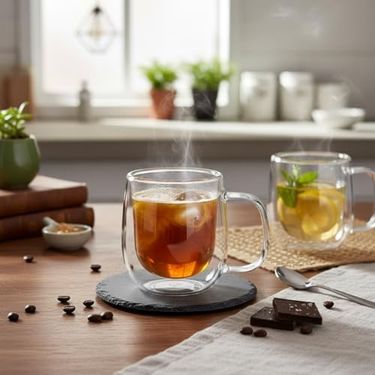 1923 As Kurukahvecisi 57855210131183480184975 Çift Cidarlı Double Wall Kulplu Cam Kupa - 250 Ml Isıya Dayanıklı Borosilikat Çay Ve Kahve Kupası - El Yakmayan Modern Tasarım Mug Aeropress