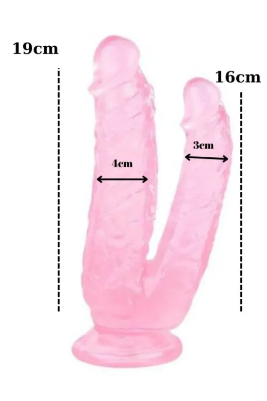 19Cm Pembe Çiftli Dildo No:76
