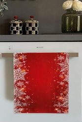 1Birhome 57855210125446380184975 Kırmızı Yeni Yıl Temalı Yılbaşı Fırın Mutfak Havlusu 30X50Cm Açık Bej