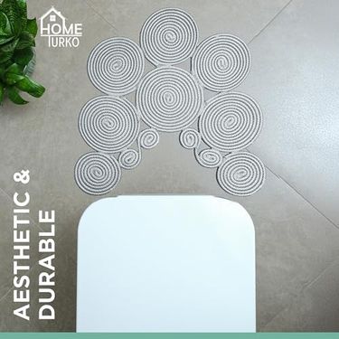 1Birhome 57855210125746880184975 Bohem Tarz Jüt Klozet Önü Paspası - Doğal Jüt, Yıkanabilir Ve Dayanıklı Halı, Şık Ve Dekoratif Banyo Matı Gri Açık Gri