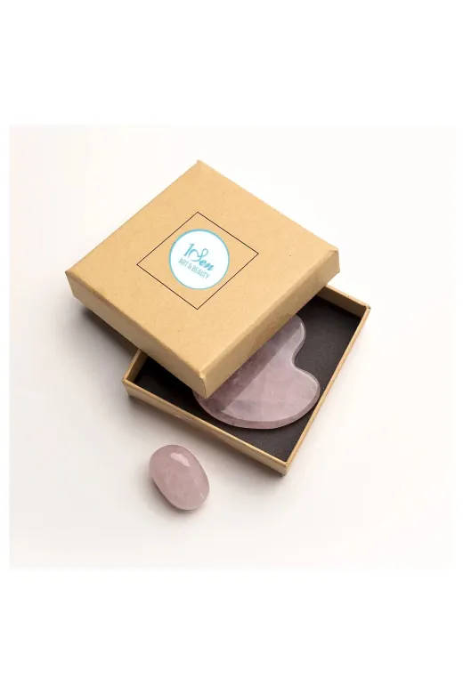 1senartbeauty Pembe Kuvars Gua Sha Yüz ve el taşı Sertifikalı Pembe Kuvars Gua Sha