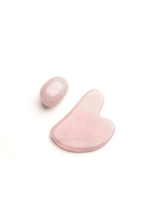 1senartbeauty Pembe Kuvars Gua Sha Yüz ve el taşı Sertifikalı Pembe Kuvars Gua Sha