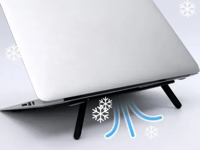 2 Kademeli Katlanabilir ve Yapışkanlı Laptop Standı Siyah (4745)
