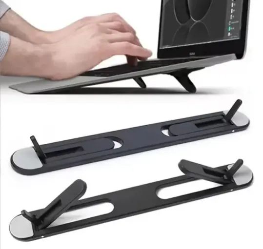 2 Kademeli Katlanabilir ve Yapışkanlı Laptop Standı Siyah (4745)