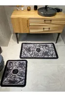2 li Çiçek Desenli 60x100 - 60x50 Lucky Lateks Taban Banyo Paspas