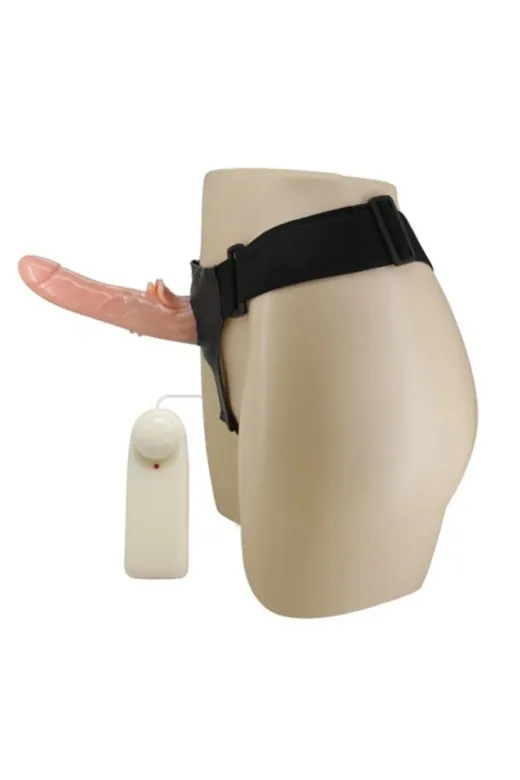 20 Cm Belden Bağlamalı Oynar Başlı Titreşimli İçi Dolu Strapon Penis